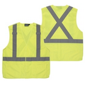 S101X ANSI Class 2 Tricot Breakaway X-Back Hi-Viz Lime Vest (Large)